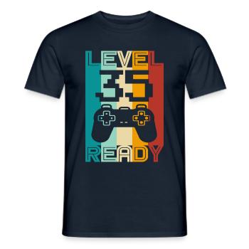 35.Geburtstag Gamer Geschenkidee Zocker 35 Jahre - Männer T-Shirt - Navy - Vorne - AI Model Male 178 light (178cm)