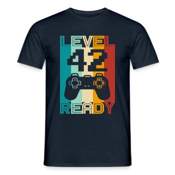 42nd Birthday Gamer Gift Idea Gambler 42 years - Men's T-Shirt - navy - Front - AI Model Male 178 light (178cm)