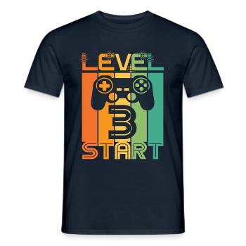 3ème anniversaire Niveau 3 Début de la conception de jeux vidéo - T-shirt homme - marine - Devant - AI Model Male 178 light (178cm)