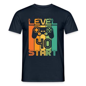 40th Birthday Level 40 Start Video Game Design - Men's T-Shirt - navy - Front - AI Model Male 178 light (178cm)