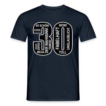 30. Geburtstag Wow Lustiges Motiv Nummer Ziffer 30 - Männer T-Shirt - Navy - Vorne - AI Model Male 178 light (178cm)