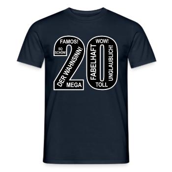 20. Geburtstag Wow Lustiges Motiv Nummer Ziffer 20 - Männer T-Shirt - Navy - Vorne - AI Model Male 178 light (178cm)