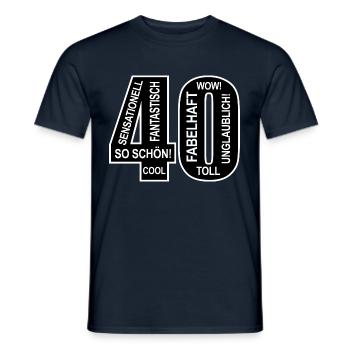 40. Geburtstag Wow Lustiges Motiv Nummer Ziffer 40 - Männer T-Shirt - Navy - Vorne - AI Model Male 178 light (178cm)