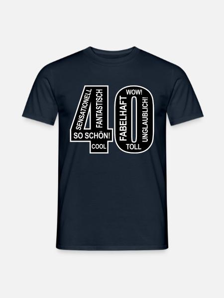 40. Geburtstag Wow Lustiges Motiv Nummer Ziffer 40 - Männer T-Shirt - Navy