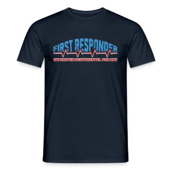 First responder with a heartbeat and cool saying - Men's T-Shirt - navy - Front - AI Model Male 178 light (178cm)