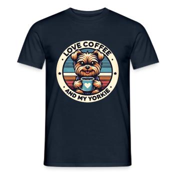 Ich brauche Kaffee und meinen Yorkie - Männer T-Shirt - Navy - Vorne - AI Model Male 178 light (178cm)