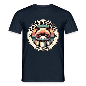 Katze und Kaffee keine Menschen - Männer T-Shirt - Navy - Vorne - AI Model Male 178 light (178cm)