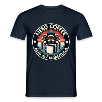 Brauche nur Kaffee und meine Vogelspinne - Männer T-Shirt - Navy - Vorne - AI Model Male 178 light (178cm)