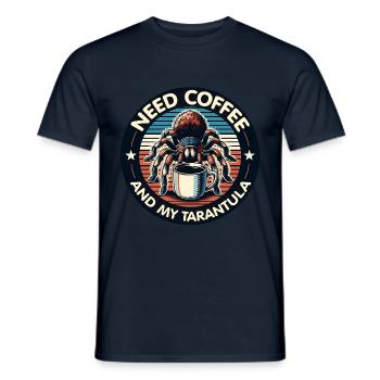 Brauche nur Kaffee und meine Vogelspinne - Männer T-Shirt - Navy - Vorne - AI Model Male 178 light (178cm)