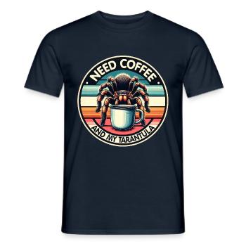 Brauche nur Kaffee und meine Vogelspinne - Männer T-Shirt - Navy - Vorne - AI Model Male 178 light (178cm)
