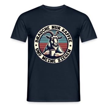 Brauche nur Kaffee und meine Ziegen - Männer T-Shirt - Navy - Vorne - AI Model Male 178 light (178cm)