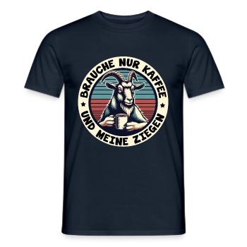 Brauche nur Kaffee und meine Ziegen - Männer T-Shirt - Navy - Vorne - AI Model Male 178 light (178cm)