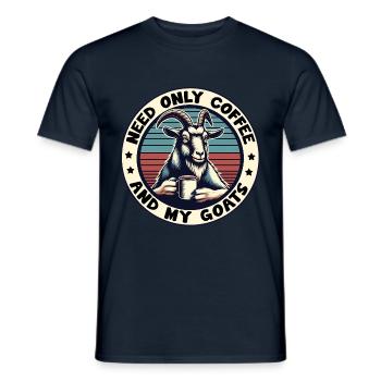Brauche nur Kaffee und meine Ziegen - Männer T-Shirt - Navy - Vorne - AI Model Male 178 light (178cm)