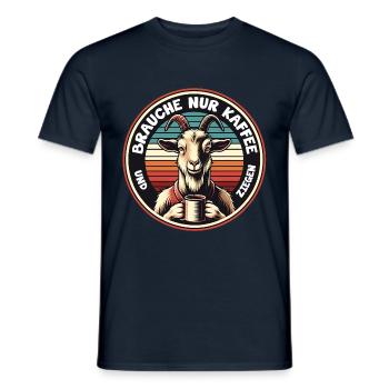 Brauche nur Kaffee und meine Ziegen - Männer T-Shirt - Navy - Vorne - AI Model Male 178 light (178cm)