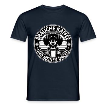 Brauche nur Kaffee und meinen Dackel - Männer T-Shirt - Navy - Vorne - AI Model Male 178 light (178cm)