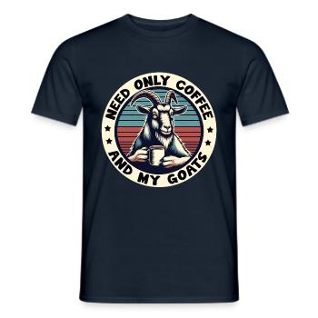 Brauche nur Kaffee und meine Ziegen - Männer T-Shirt - Navy - Vorne - AI Model Male 178 light (178cm)