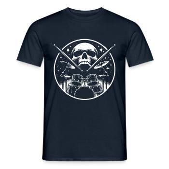 Schlagzeug und Skull Schlagzeuger Rockband - Männer T-Shirt - Navy - Vorne - AI Model Male 178 light (178cm)
