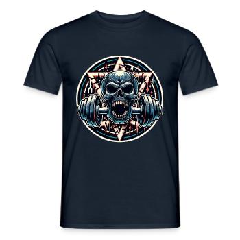 Crâne avec Pentagramme Entraînement Haltère Musculation - T-shirt homme - marine - Devant - AI Model Male 178 light (178cm)