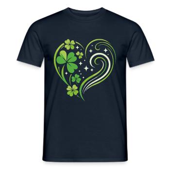 Green Veggie Heart with Shamrock - Men's T-Shirt - navy - Front - AI Model Male 178 light (178cm)