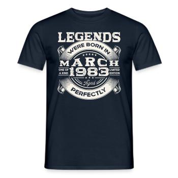 March Born 1983 40th birthday Man Legendary 83 - Men's T-Shirt - navy - Front - AI Model Male 178 light (178cm)