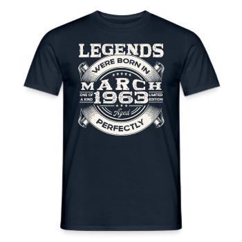 March Born 1963 60th birthday Man Legendary 63 - Men's T-Shirt - navy - Front - AI Model Male 178 light (178cm)