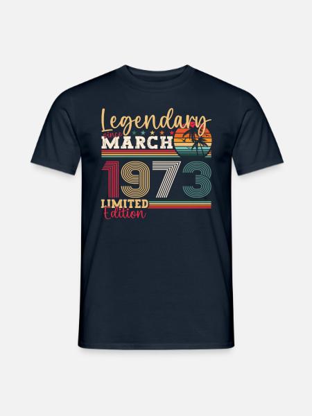 50e anniversaire Mann Awesome March né en 1973 - T-shirt homme - marine