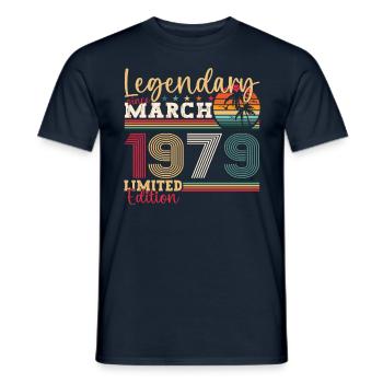 44th birthday Mann Awesome March born 1979 - Men's T-Shirt - navy - Front - AI Model Male 178 light (178cm)