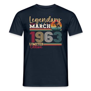 60th birthday Mann Awesome March born 1963 - Men's T-Shirt - navy - Front - AI Model Male 178 light (178cm)