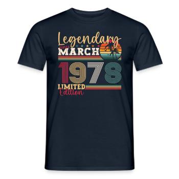 45th birthday Mann Awesome March born 1978 - Men's T-Shirt - navy - Front - AI Model Male 178 light (178cm)