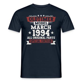 29e anniversaire homme Mars Né 1994 Oldtimer - T-shirt homme - marine - Devant - AI Model Male 178 light (178cm)