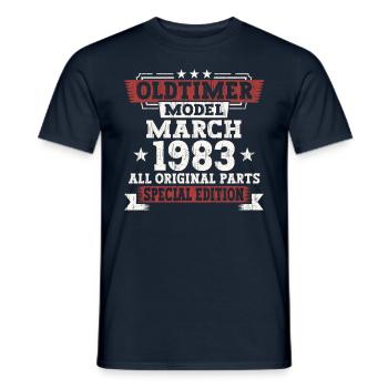 40th birthday man March Born 1983 Oldtimer - Men's T-Shirt - navy - Front - AI Model Male 178 light (178cm)