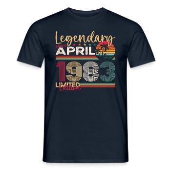 40th birthday man April Born 1983 Legendary - Men's T-Shirt - navy - Front - AI Model Male 178 light (178cm)
