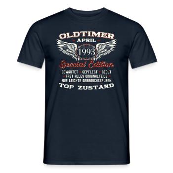 30. Geburtstag Mann April Jahrgang 1993 Oldtimer - Männer T-Shirt - Navy - Vorne - AI Model Male 178 light (178cm)
