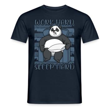 Panda Working Hard Sleeping Hard Funny Sayings - Men's T-Shirt - navy - Front - AI Model Male 178 light (178cm)