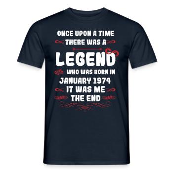 Once upon a time there was a legend. January 1974 Birthday - Men's T-Shirt - navy - Front - AI Model Male 178 light (178cm)