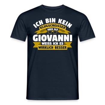 Klugscheisser Giovanni weiß es besser - Männer T-Shirt - Navy - Vorne - AI Model Male 178 light (178cm)