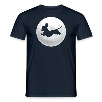 Retro Dackel Dackelhund Hund Silhouette Mond - Männer T-Shirt - Navy - Vorne - AI Model Male 178 light (178cm)
