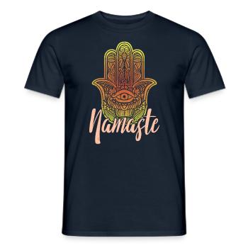 Hamsa Fatima Hand Evil Look Namaste Spiritual - Men's T-Shirt - navy - Front - AI Model Male 178 light (178cm)