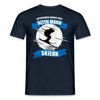 Alter Mann auf Skiern - Männer T-Shirt - Navy - Vorne - AI Model Male 178 light (178cm)
