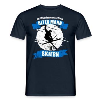 Alter Mann auf Skiern - Männer T-Shirt - Navy - Vorne - AI Model Male 178 light (178cm)