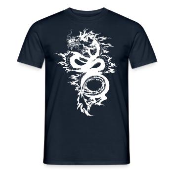 White Dragon Legend: A Symbol of Harmony - Men's T-Shirt - navy - Front - AI Model Male 178 light (178cm)
