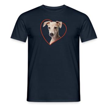 Carillons éoliens italiens Portrait de chien de cœur - T-shirt homme - marine - Devant - AI Model Male 178 light (178cm)