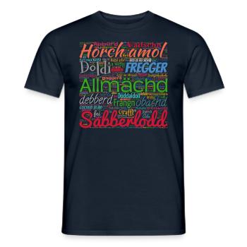 Fränkische Wörter - Männer T-Shirt - Navy - Vorne - AI Model Male 178 light (178cm)
