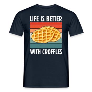 Life is better with croffles croissant waffles - Men's T-Shirt - navy - Front - AI Model Male 178 light (178cm)