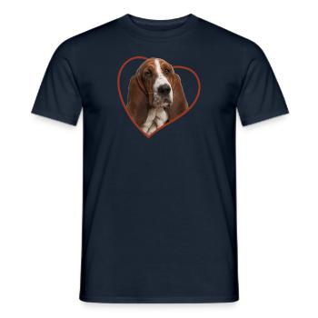 Basset Hound Heart Dog Portrait - Men's T-Shirt - navy - Front - AI Model Male 178 light (178cm)