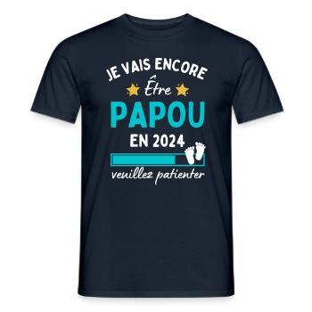 Je encore Être Papou en 2024 Cadeau Futur Papy - T-shirt homme - marine - Devant - AI Model Male 178 light (178cm)
