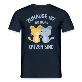 Zuhause ist wo meine zwei Katzen sind - Männer T-Shirt - Navy - Vorne - AI Model Male 178 light (178cm)