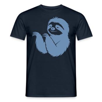 Cool paresseux silhouette portrait visage tête - T-shirt homme - marine - Devant - AI Model Male 178 light (178cm)