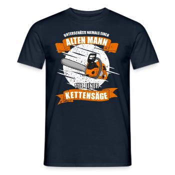Kettensäge Alter Mann mit Säge - Männer T-Shirt - Navy - Vorne - AI Model Male 178 light (178cm)