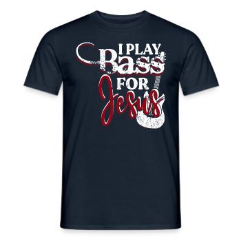 Je joue de la basse pour Jésus Christian Guitare Basse - T-shirt homme - marine - Devant - AI Model Male 178 light (178cm)